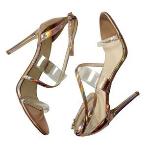 GUESS Iridescent Rose Gold Chic Ankle Strap Felicia Sandal Size 10M